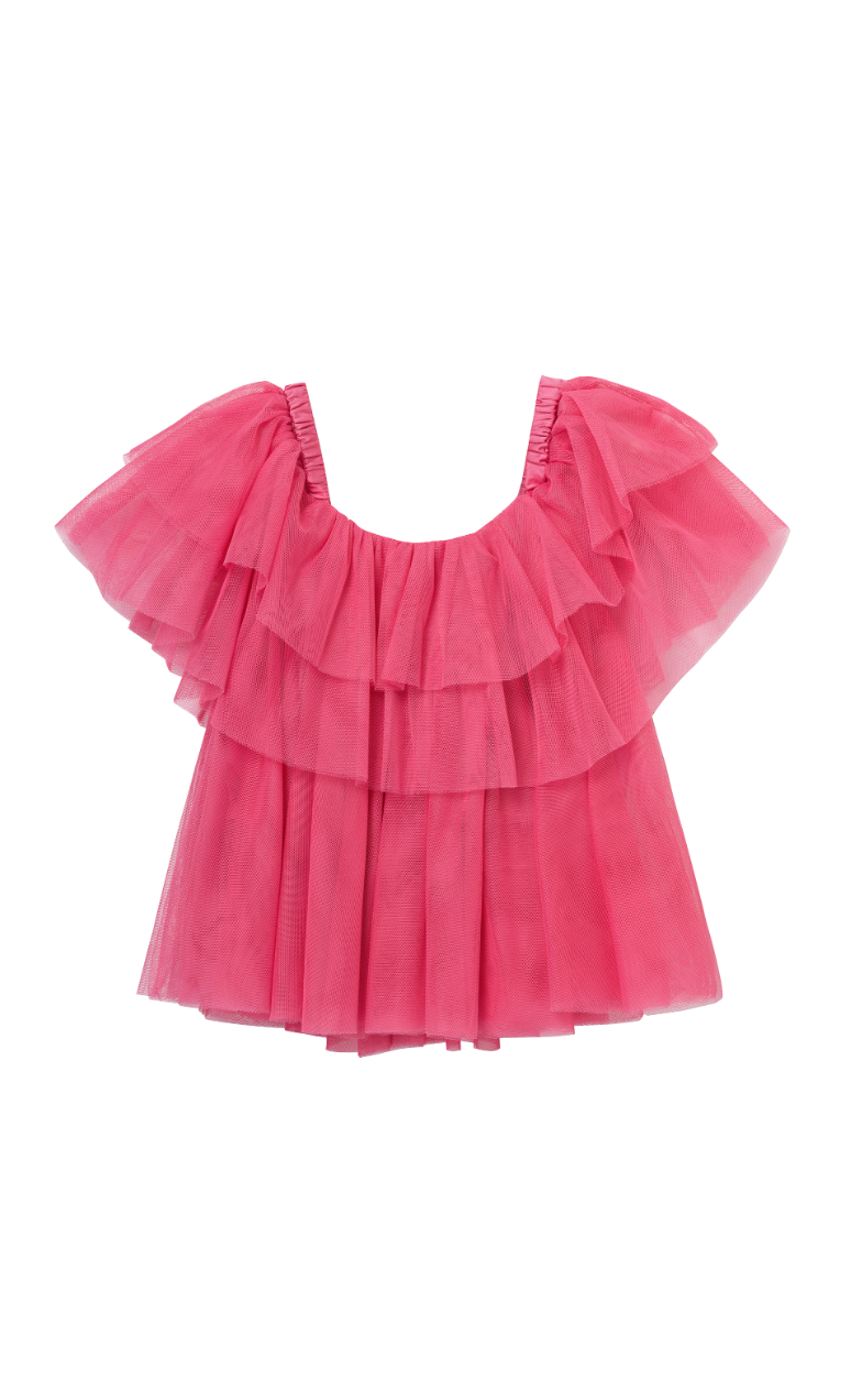 Tiered Pink Mesh Top
