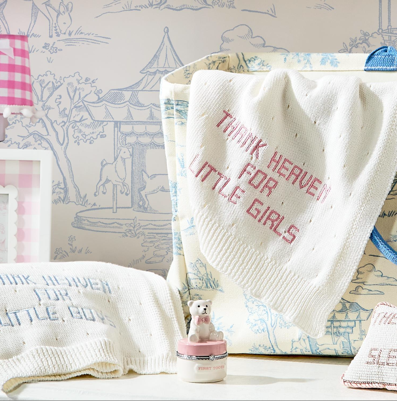 Thank Heaven For Little Girls Embroidered Blanket