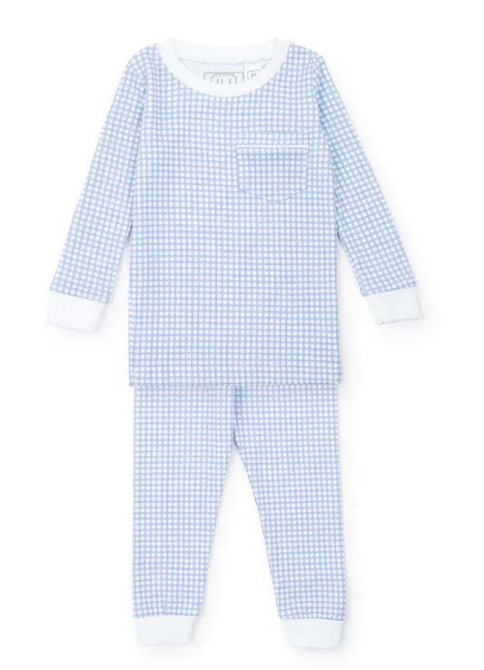 Bradford Pajama Set Light Blue Box Plaid