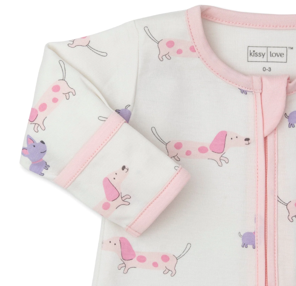 Puppy Fun Zipper Footie Pink