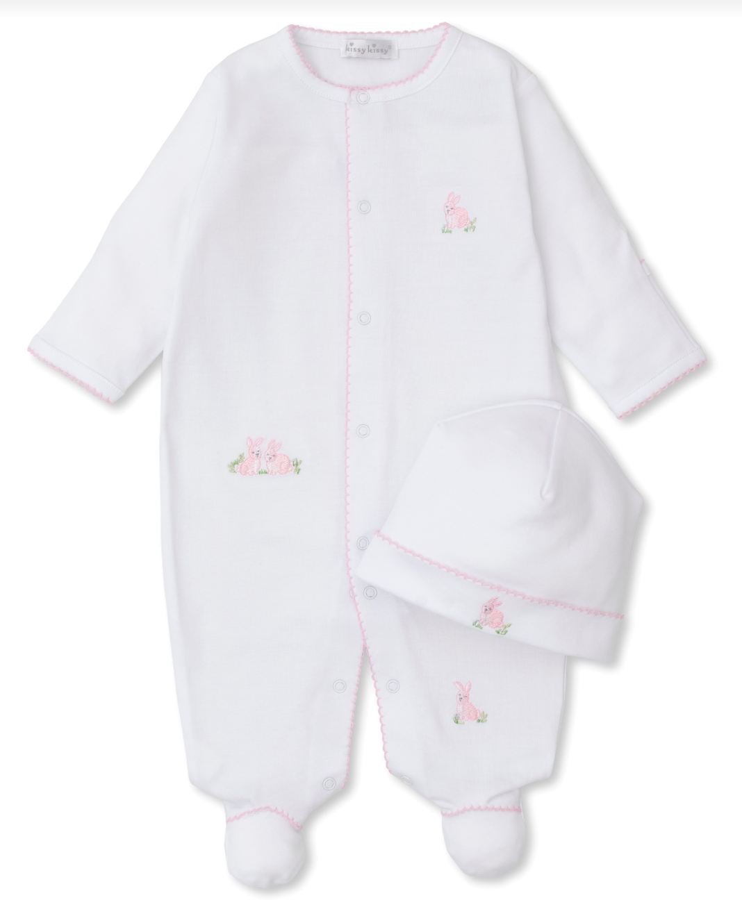 Pink Cottontail Hollows Footie w/ Hat Set
