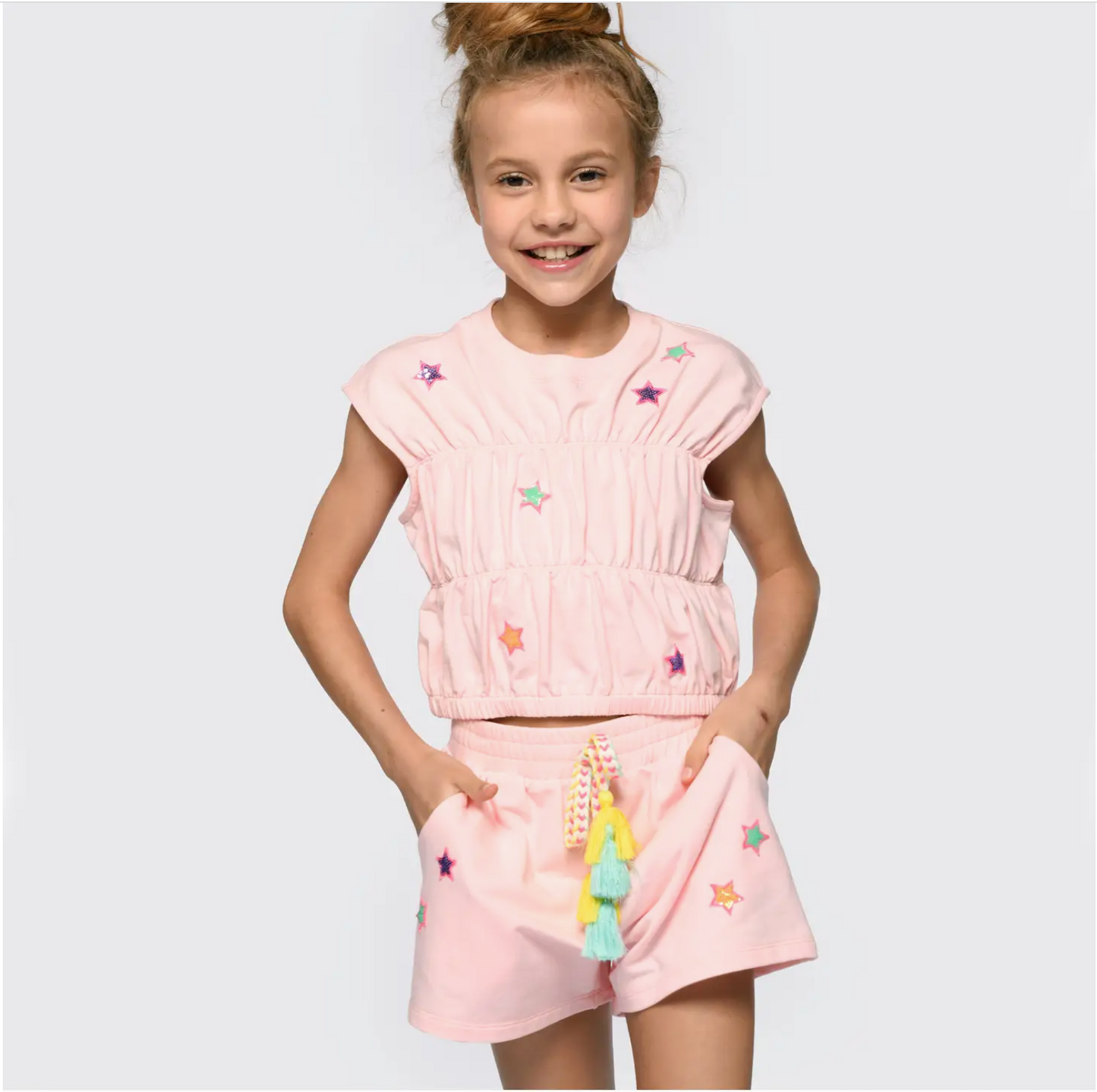 Star Patches & Tassel Tie Shorts