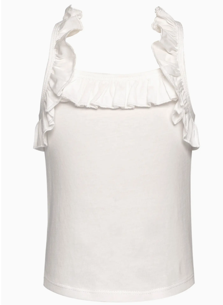 White Ruffle Tank Top