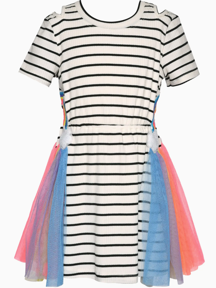 Stripe Dress with Side Rainbow