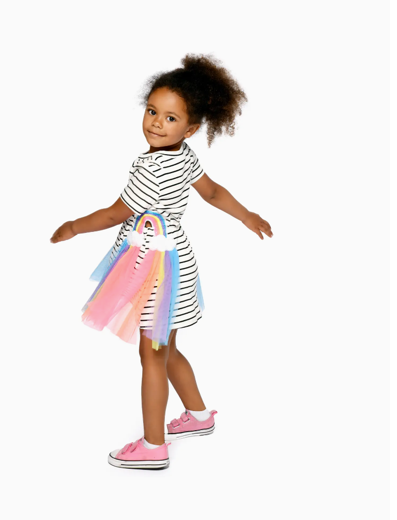 Stripe Dress with Side Rainbow
