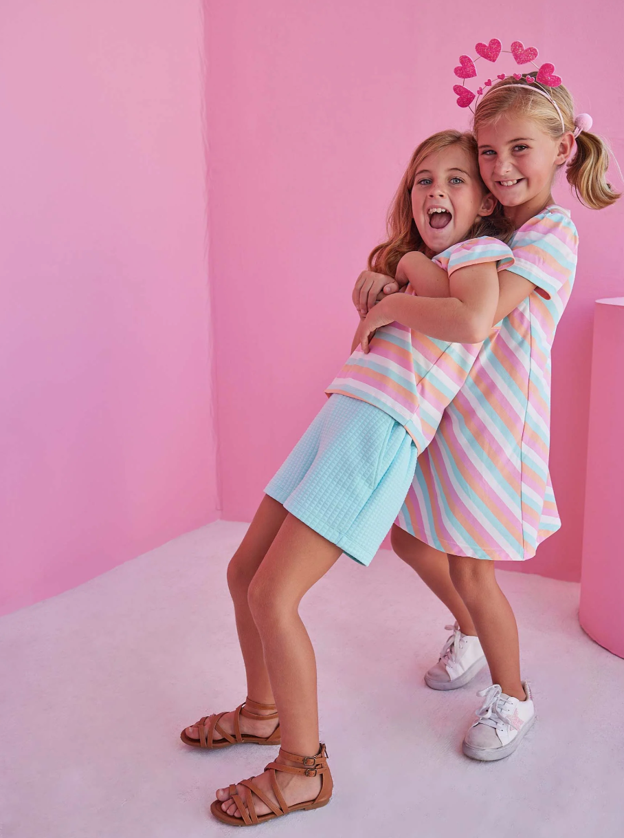 Angel Sleeve Tee- Sherbert Stripe