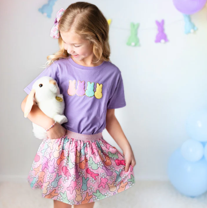 Easter Peeps Patch Short Sleeve T-Shirt - Lavender
