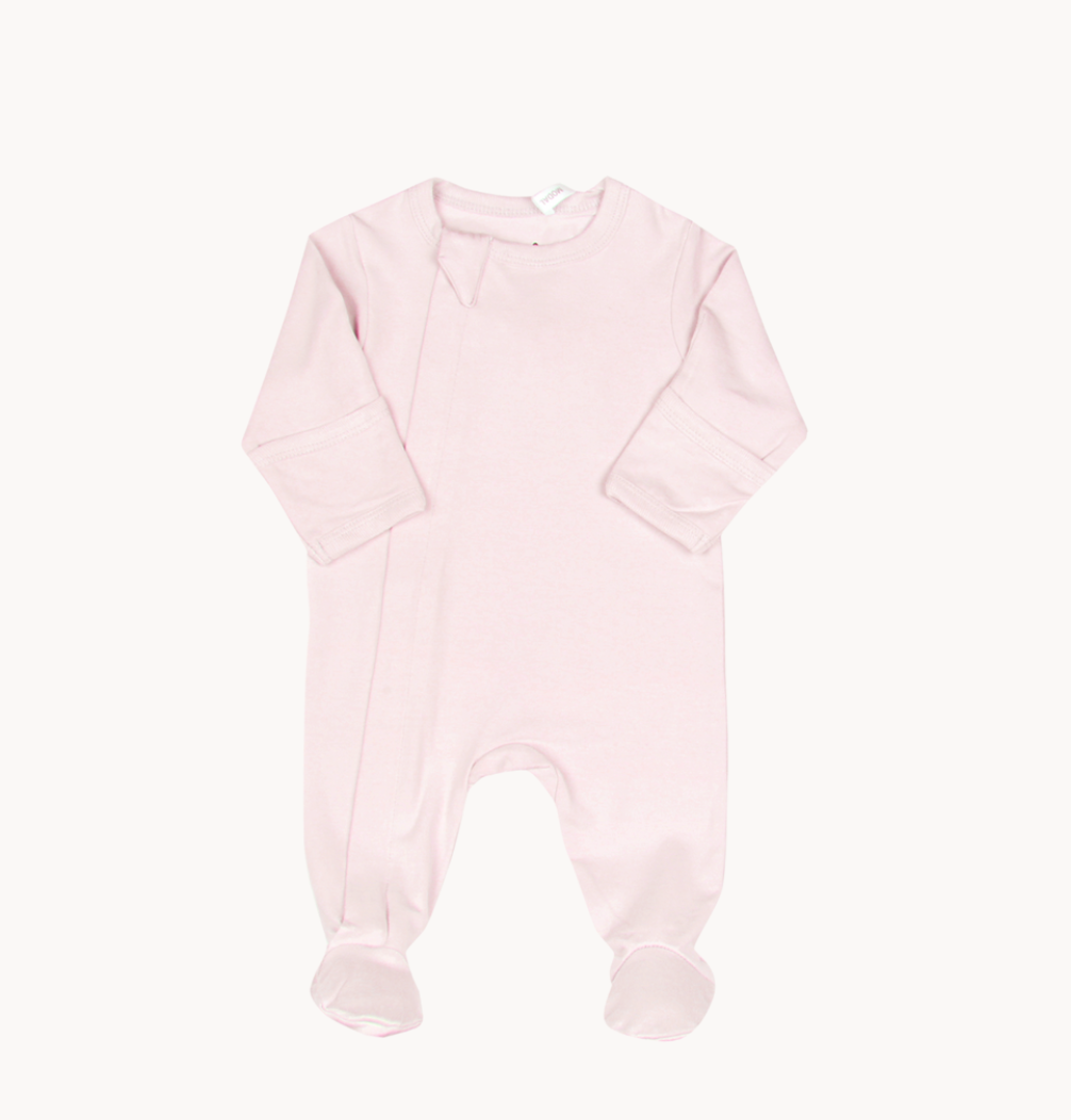 Modal Zipper Footie Pink