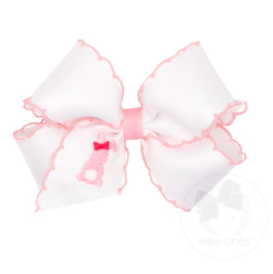 King Embroidered Spring with Moonstitch Edge Bow