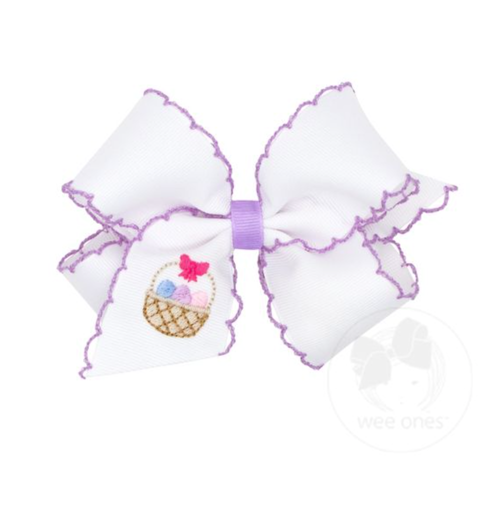 King Embroidered Spring with Moonstitch Edge Bow