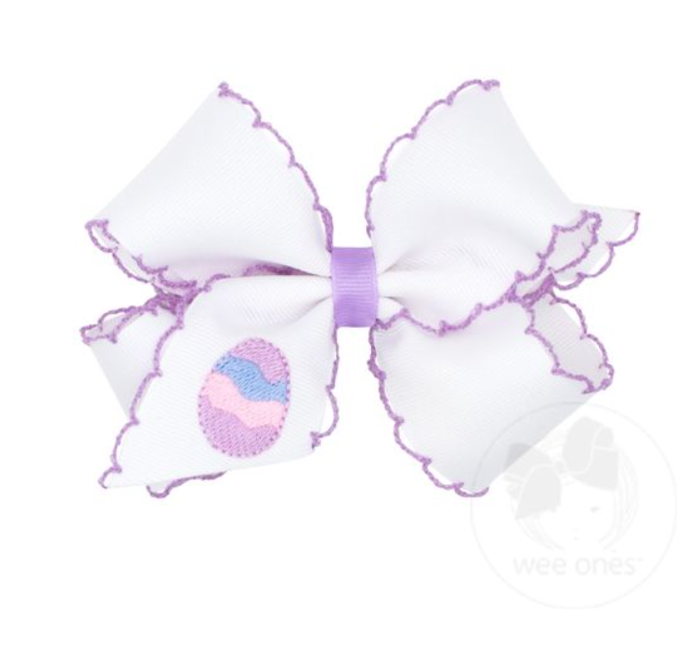 King Embroidered Spring with Moonstitch Edge Bow