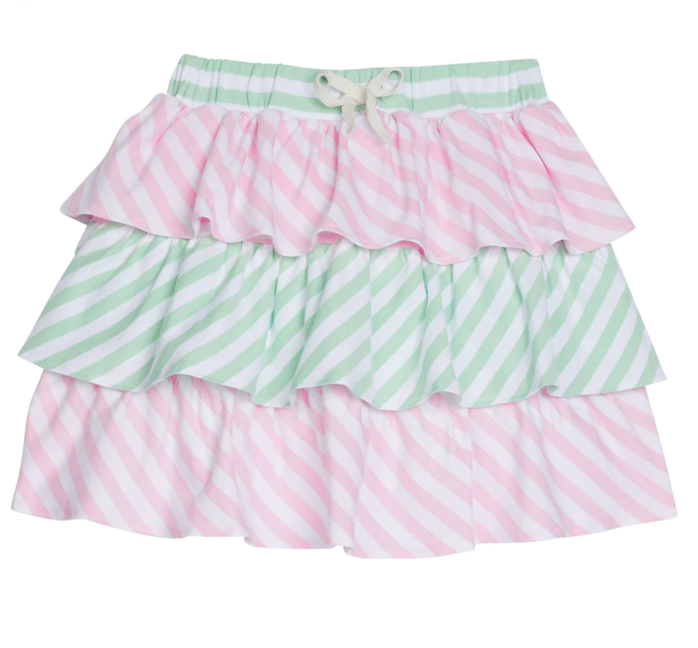 Tiered Mini Skort- Pink & Green Stripe