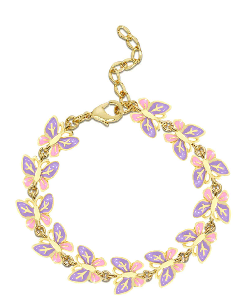 Butterfly Link Bracelet Pink And Purple