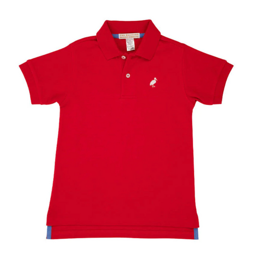 Prim and Proper Polo SS Pima- Richmond Red/ Worth Ave White