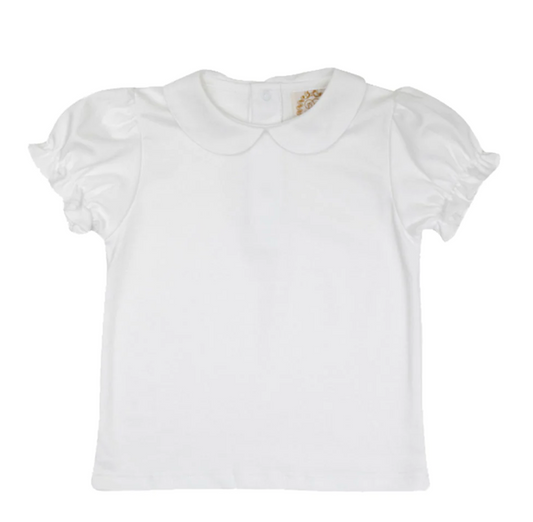 Maude's Peter Pan Collar Shirt S/S Pima Worth Avenue White