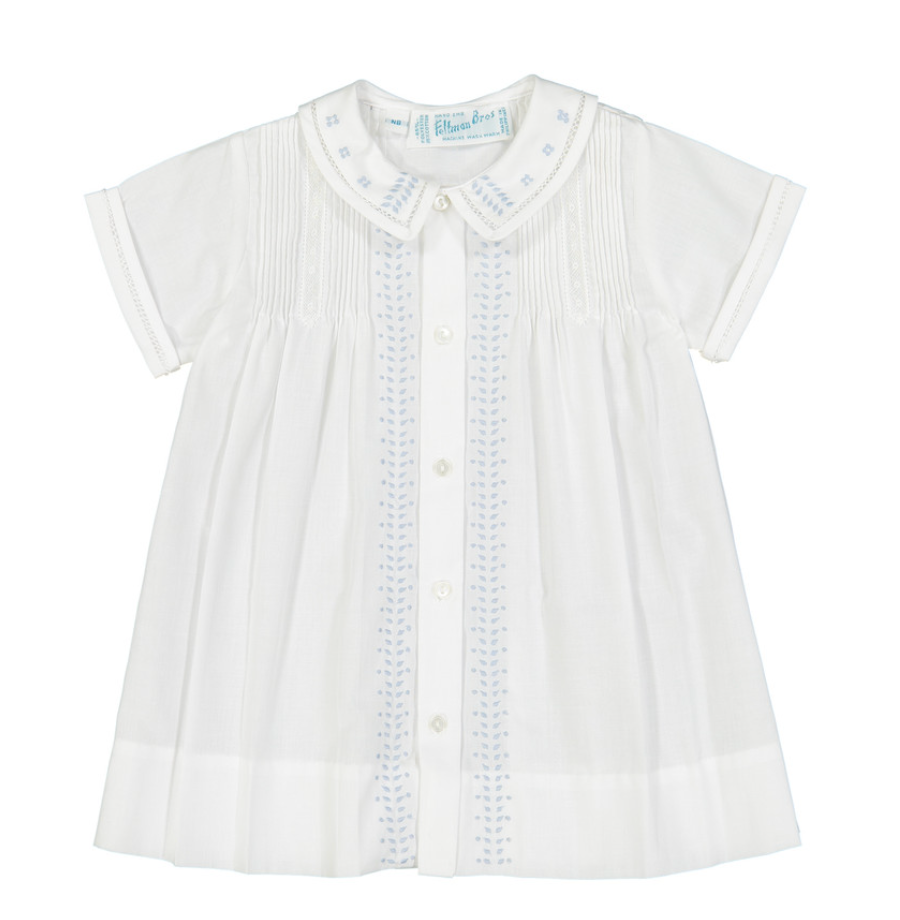 Boys Leaf Daygown in White