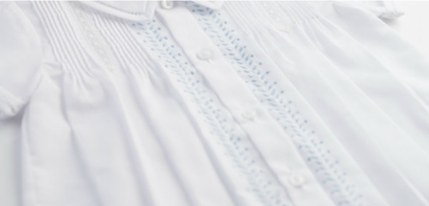 Boys Leaf Daygown in White