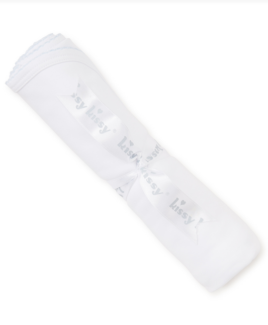 Kissy Basic Blanket White with Light Blue