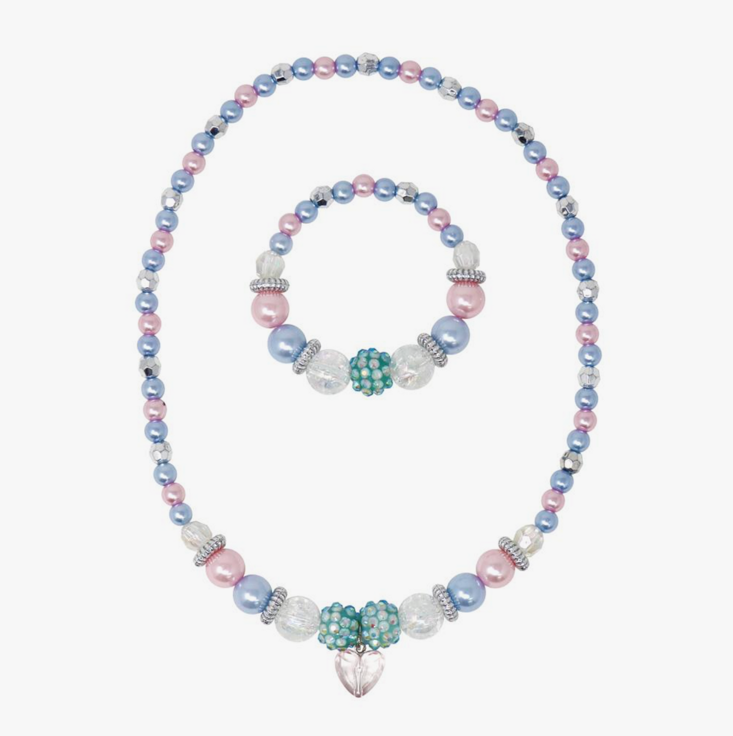 Blue Ice Princess Pearl Necklace and Bracelet Set