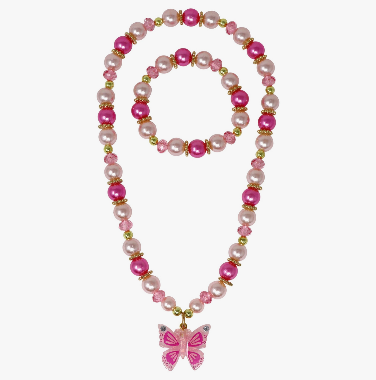 Pink Butterfly Necklace and Bracelet