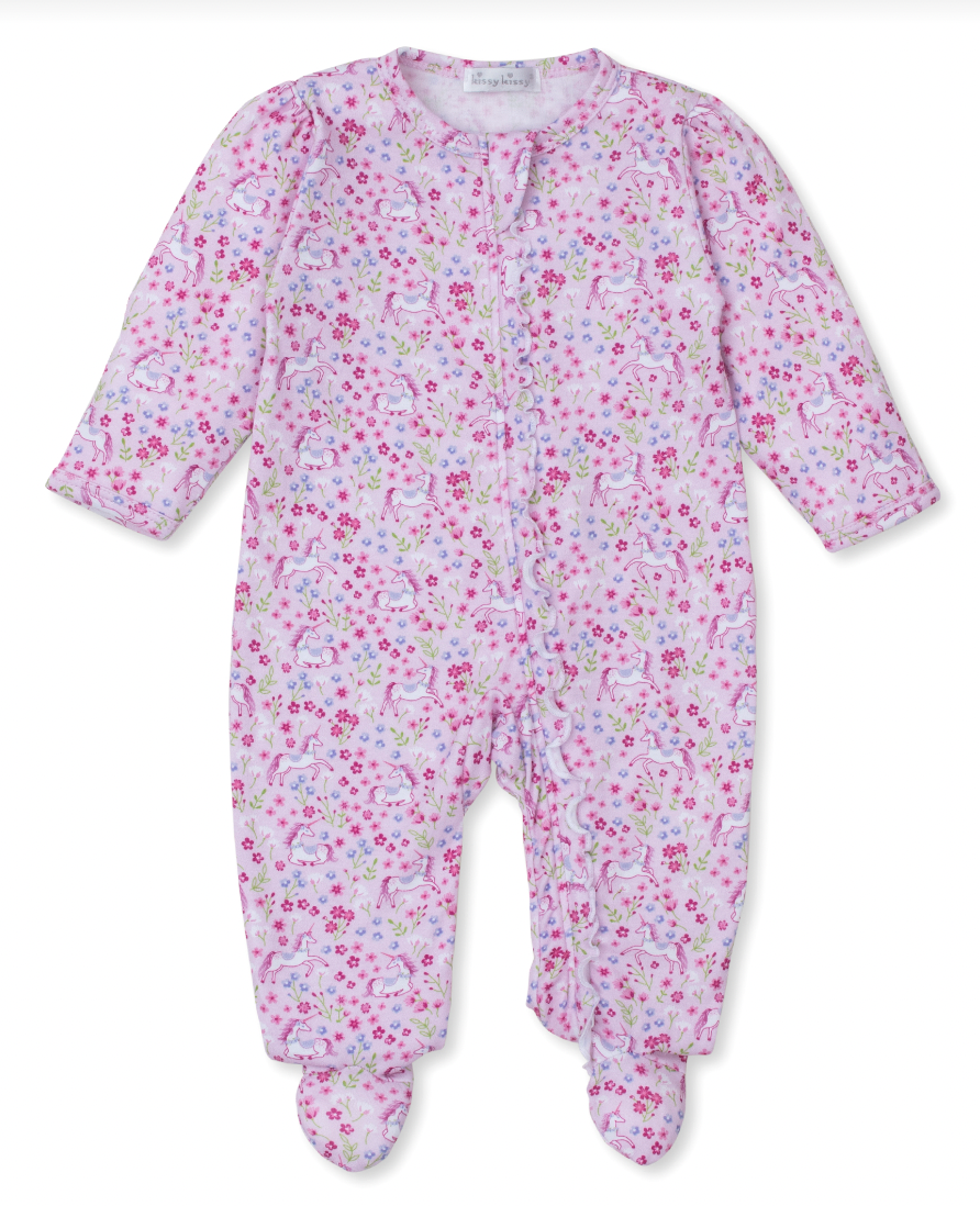 Unique Unicorns Floral Zip Footie