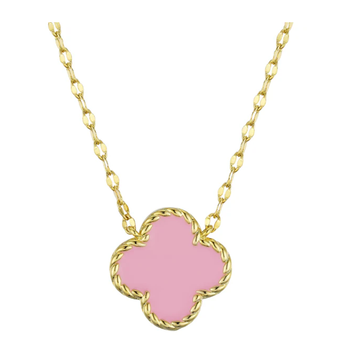Four Leaf Clover Necklace Pink