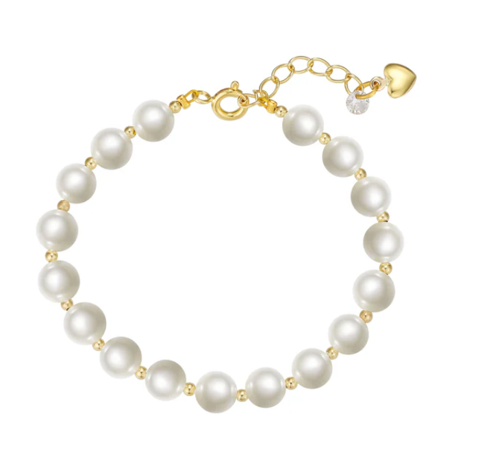 Imitation Pearl And Gold Ball Bracelet