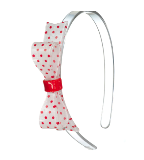 Bowtie Dotted Red & White Headband