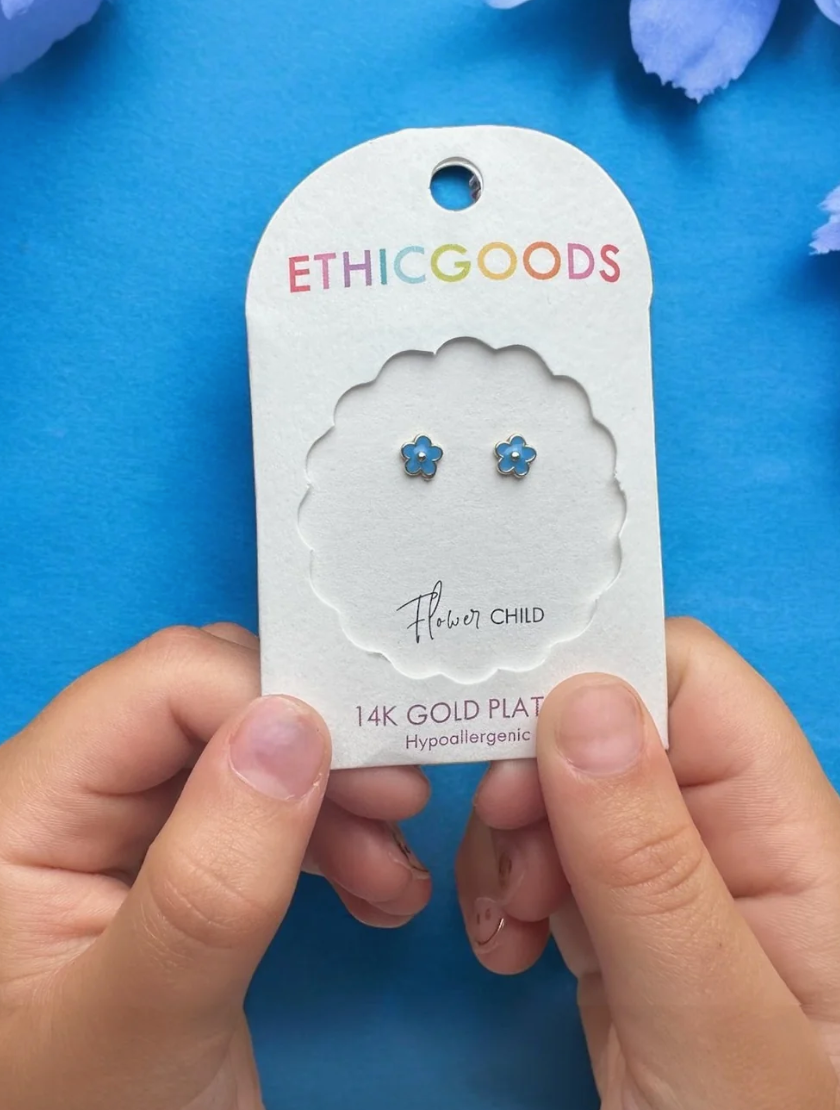 Blue Flowers Tiny Stud Earrings