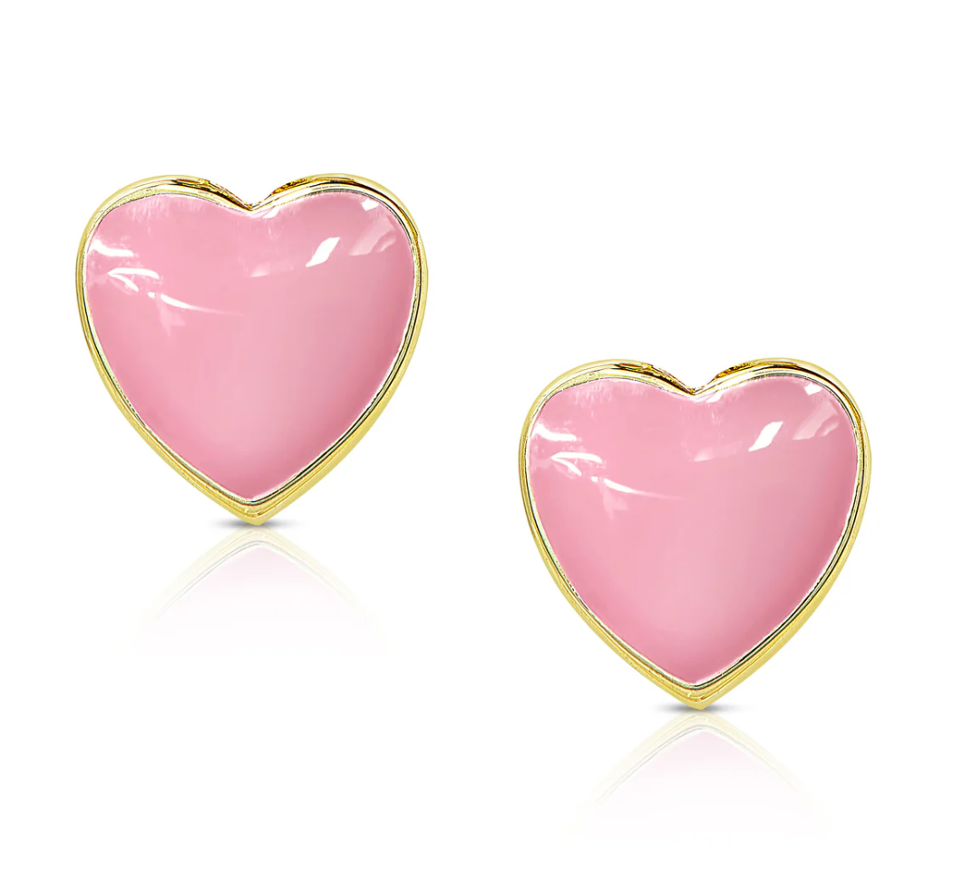 Heart Stud Earrings Pink