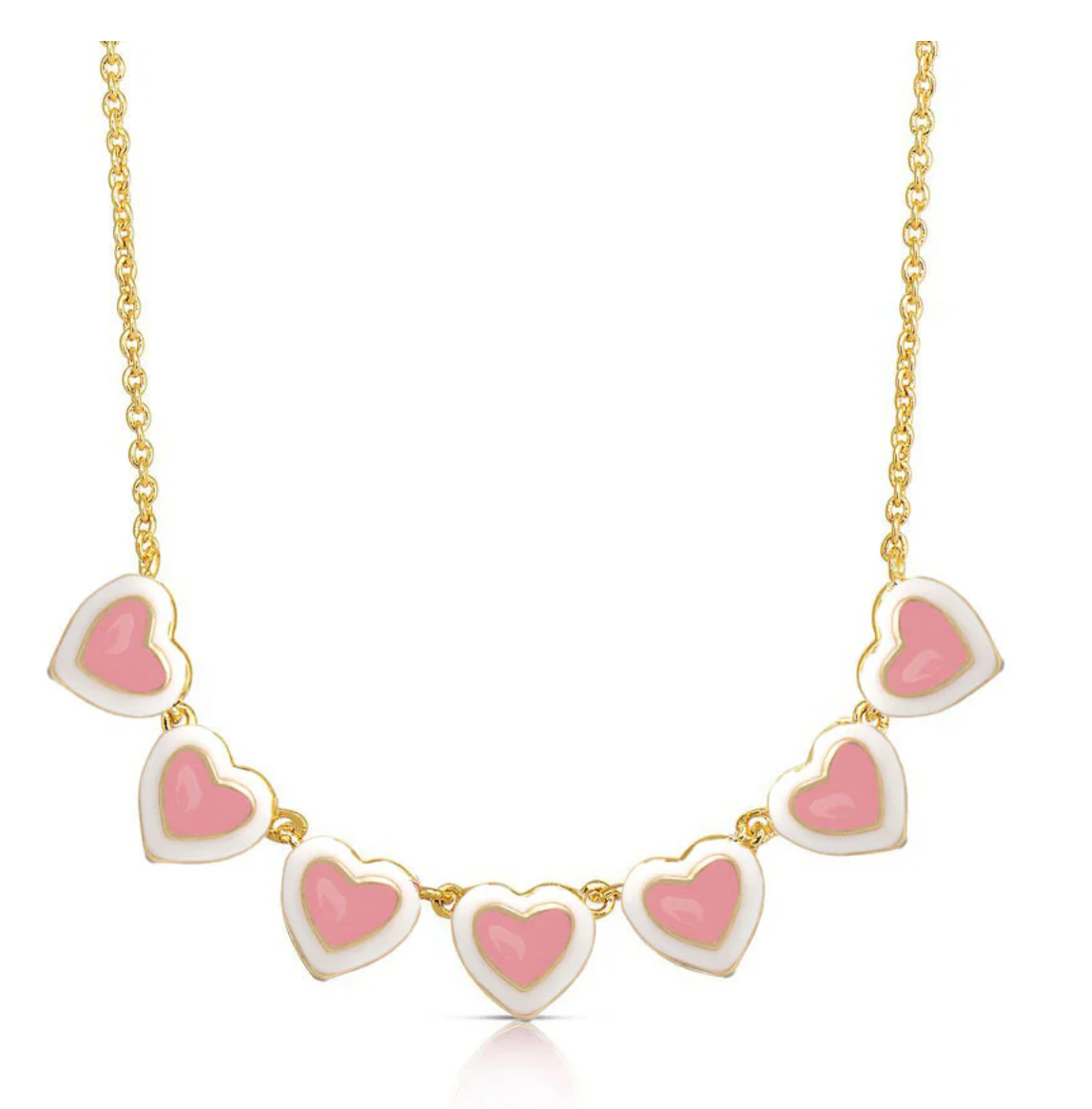 Pink and White Heart Links Necklace