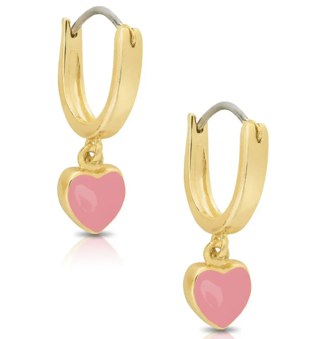 Heart Hoop Earrings Pink