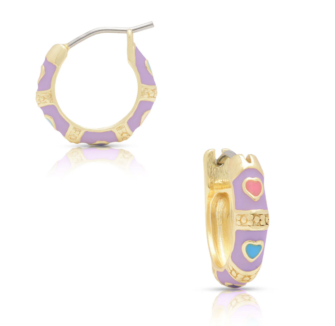 Heart Hoop Earrings Lavender