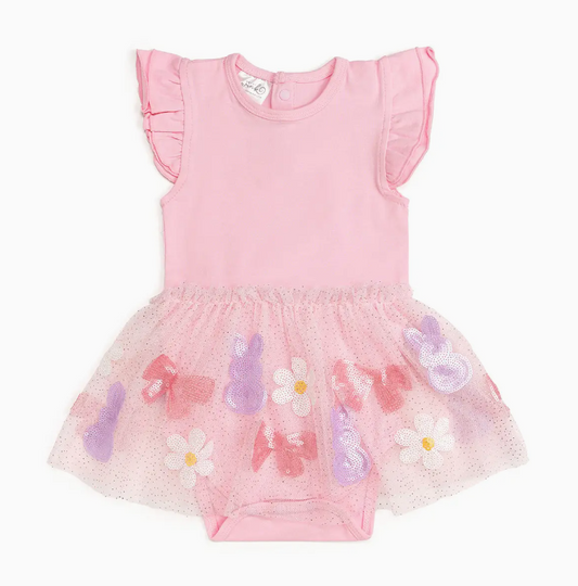 Bunny Bow Sequin Easter Tutu Bodysuit
