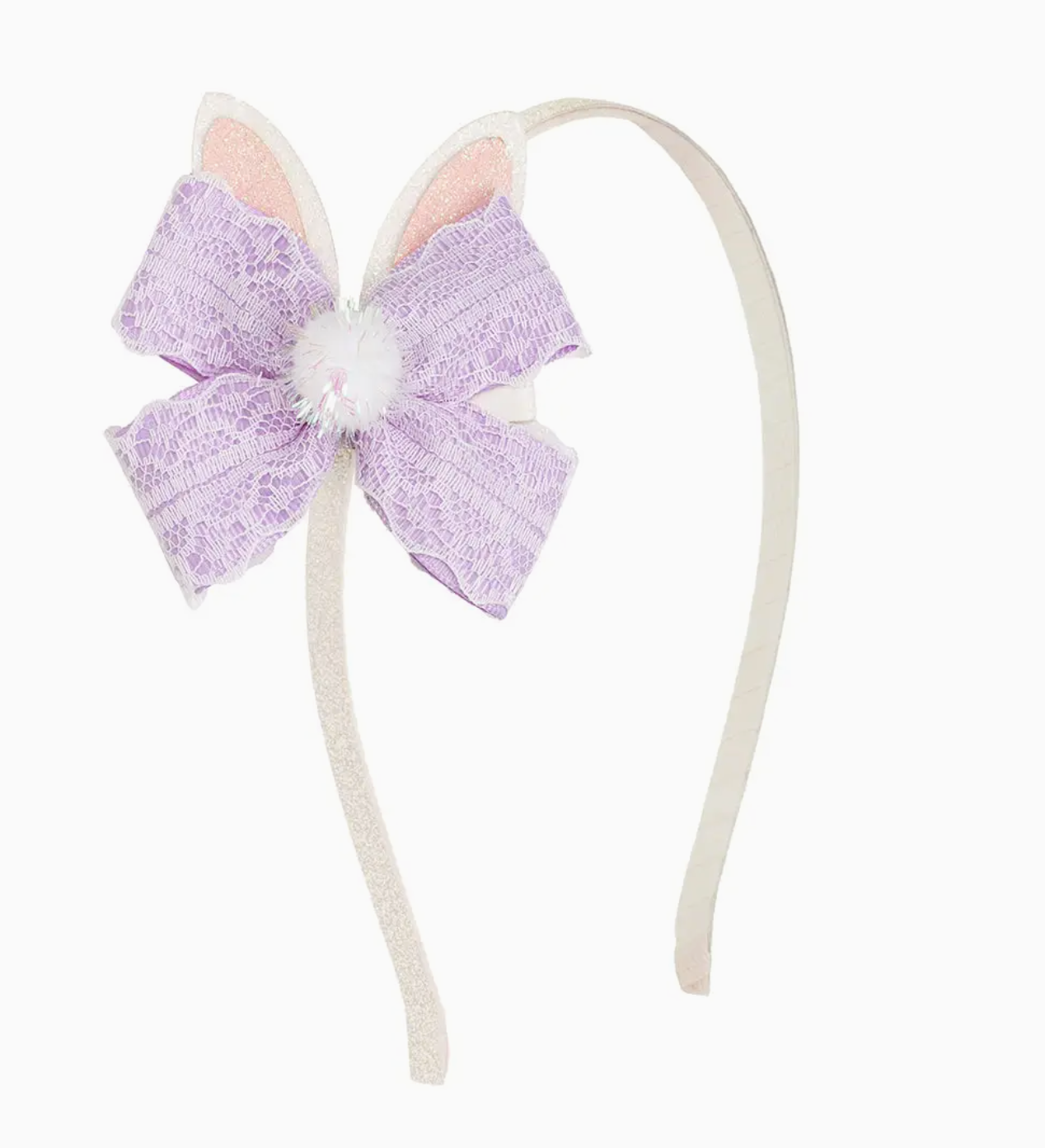 Lavender Lace Easter Bunny Bow Headband