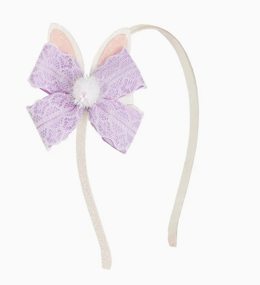 Lavender Lace Easter Bunny Bow Headband