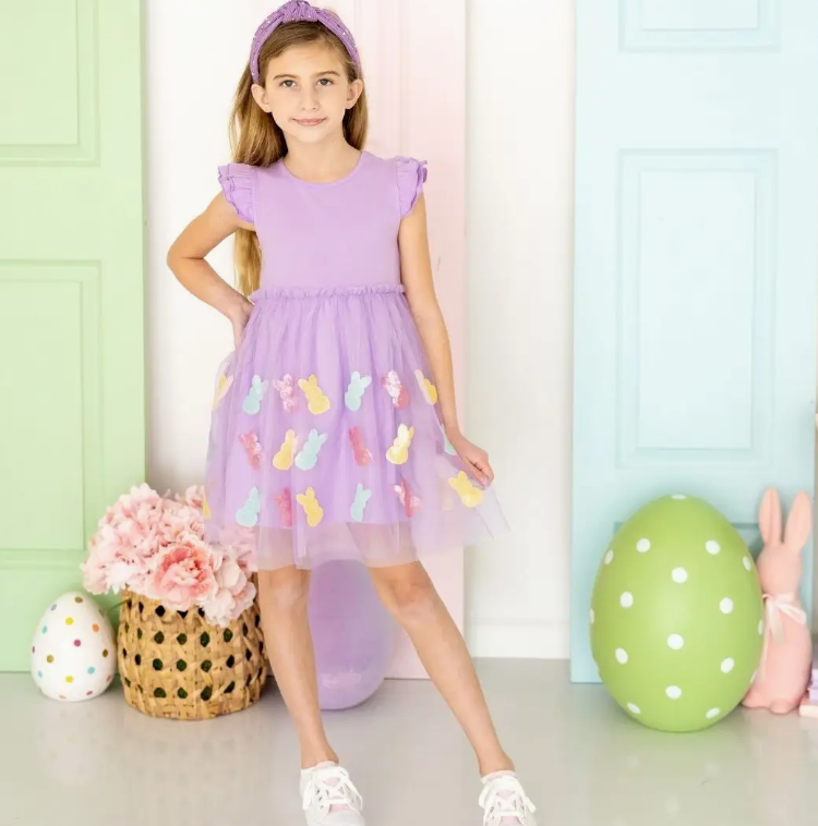 Easter Peeps Flutter Sleeve Tutu Dress