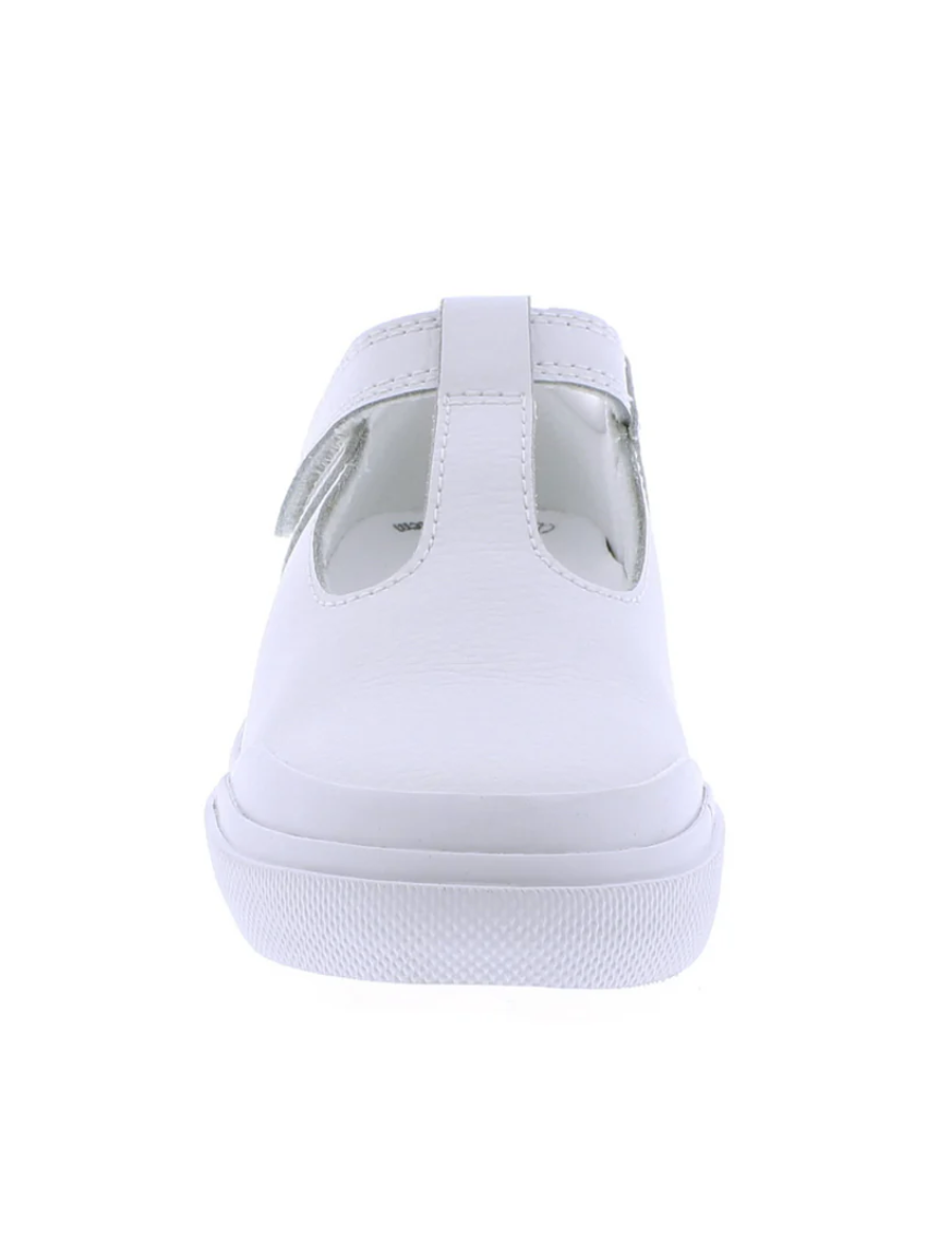 Drew White Leather, Gray Trim