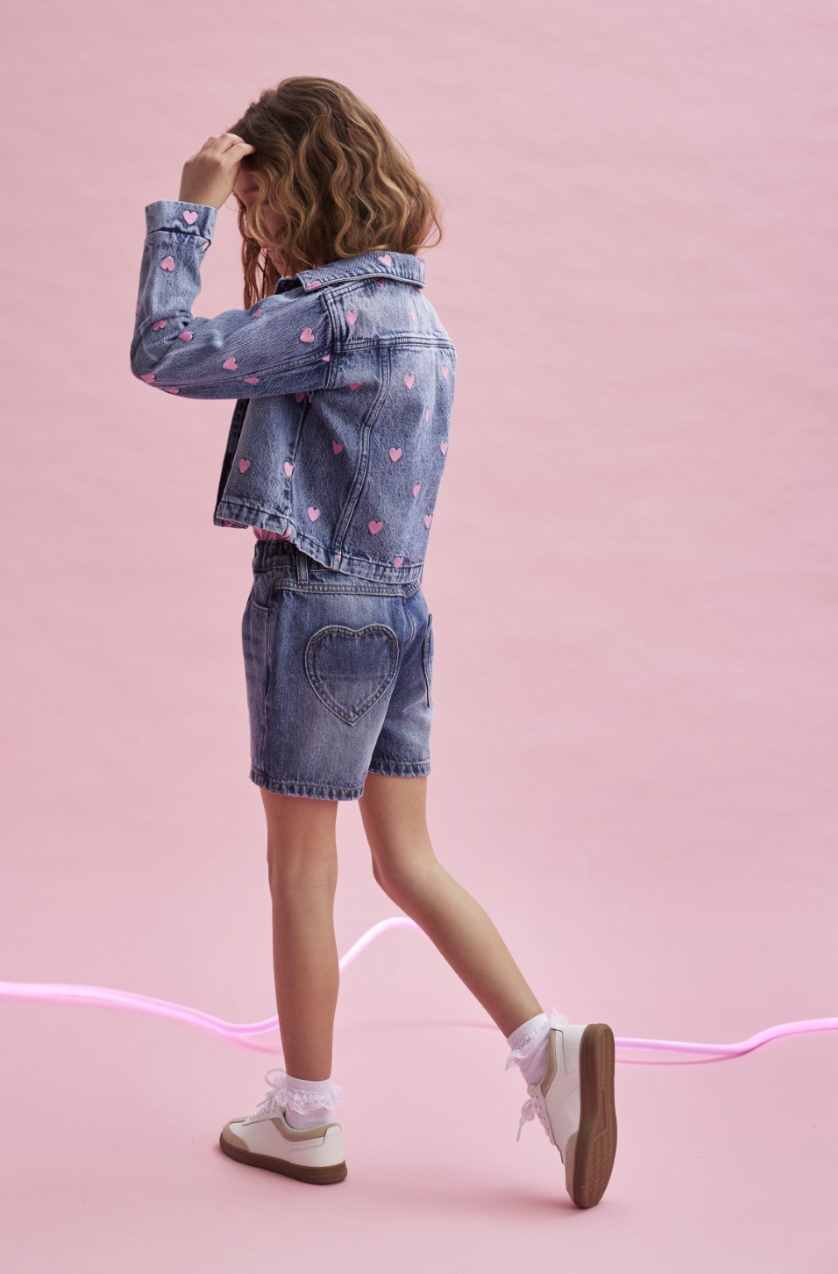 Heart Pocket Denim Shorts