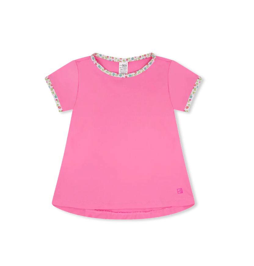 Bridget Basic Tee Flamingo Pink, Petal Pop Floral