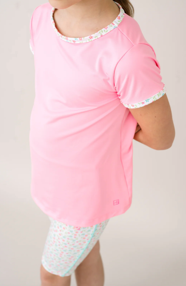 Bridget Basic Tee Flamingo Pink, Petal Pop Floral
