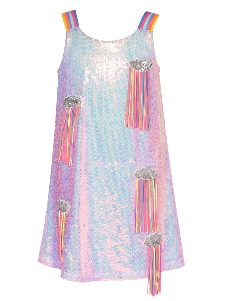 Sequin Dress with Colorful Straps and Fringe