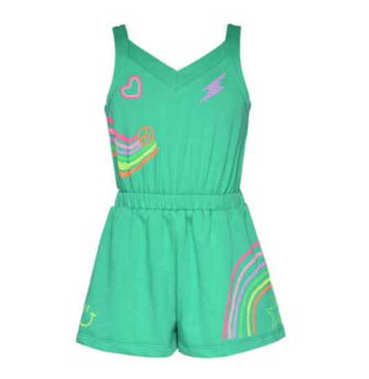Cinched Waist Romper with Rainbow Studs
