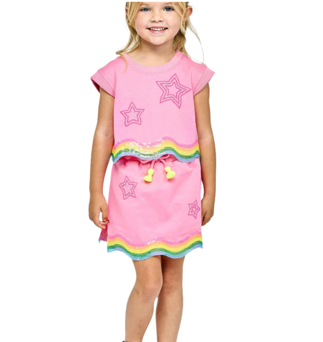 Stars and Swirl Sequin Trim Skirt