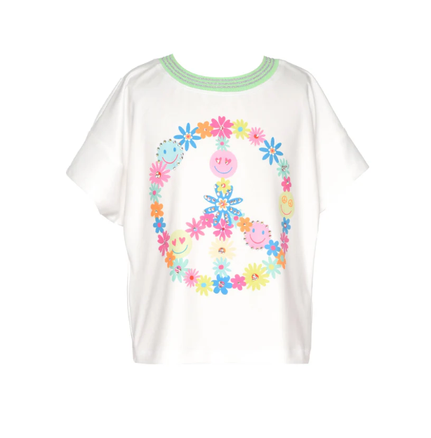 Floral Peace Graphic Top with Tulip Back