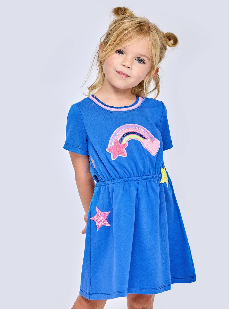 Fit and Flare Dress with Side Cutouts and Patch Trims