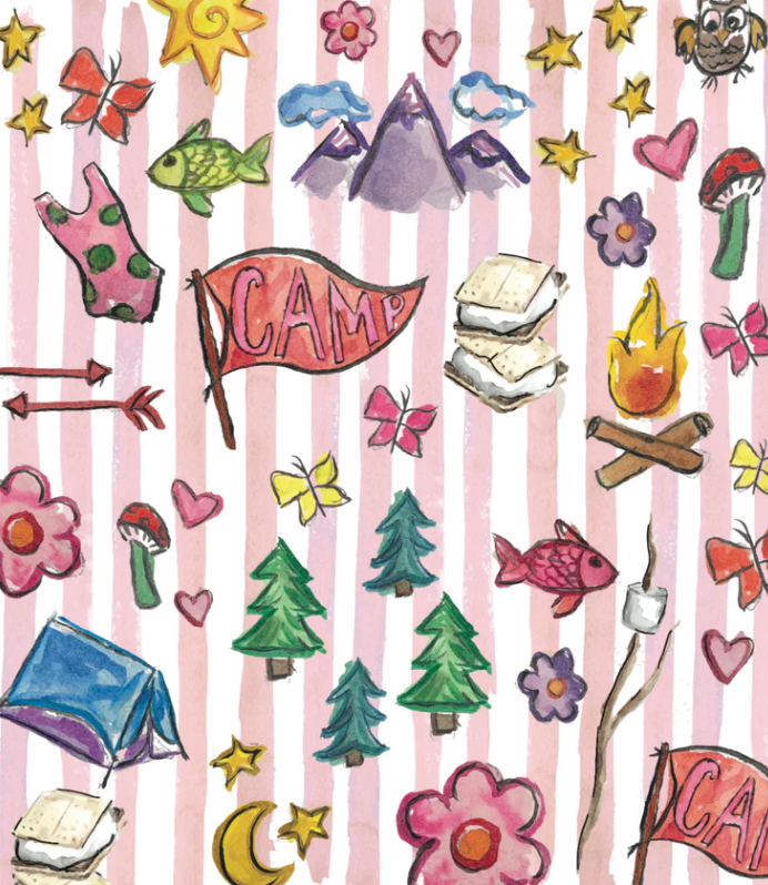 Happy Camper Minky Blanket Pink