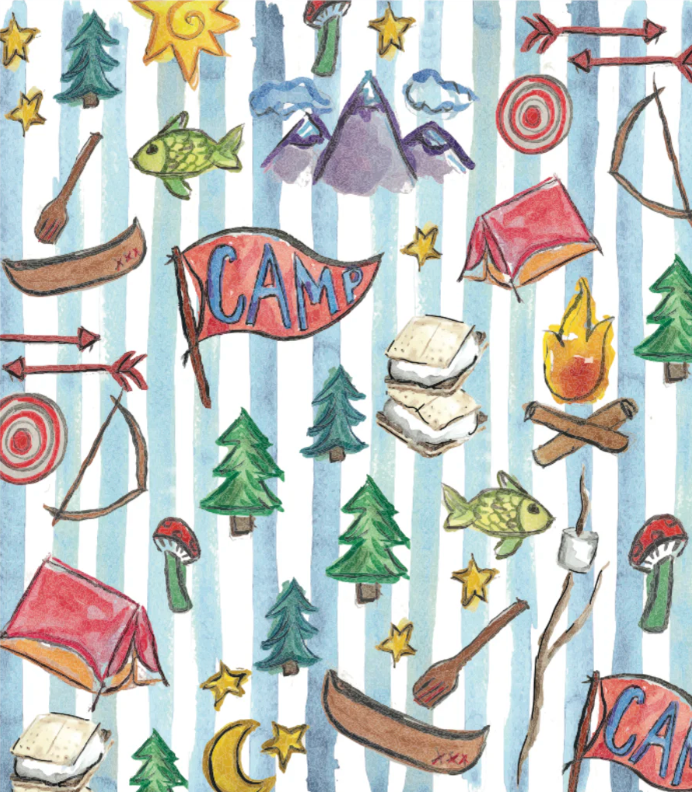 Happy Camper Minky Blanket Blue