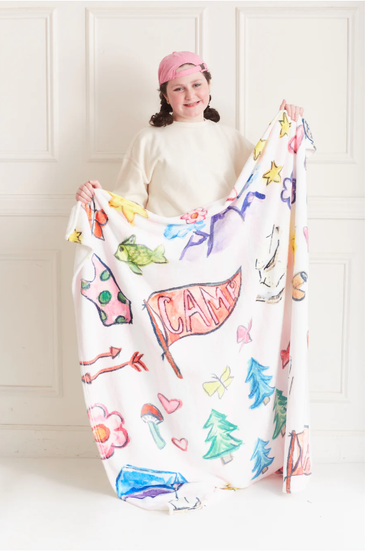 Happy Camper Minky Blanket Blue
