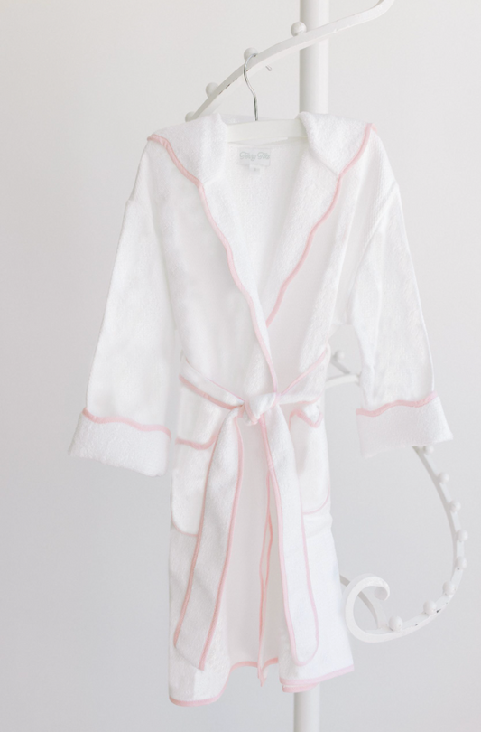 Bathrobe – White With Pink Pinstripe